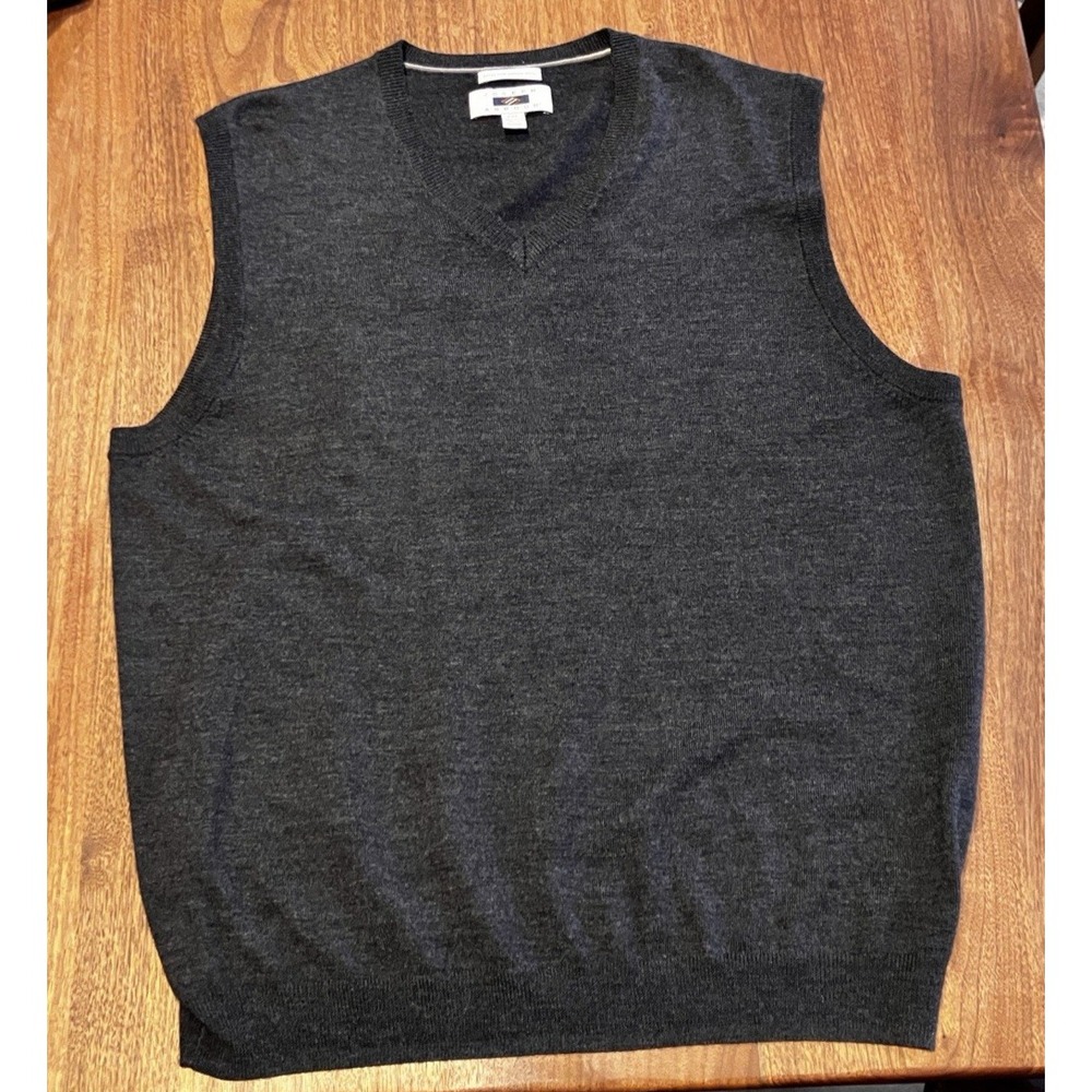 Joseph Abboud Merino Wool Sweater Vest Men's‎ XXL V Neck Charcoal Gray